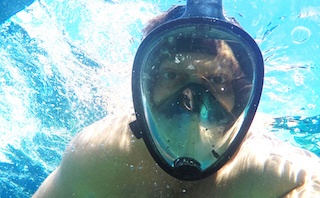 Octobermoon 180° Full Panoramic Snorkel Mask Anti-Fog Anti-Leak Black L/XL 